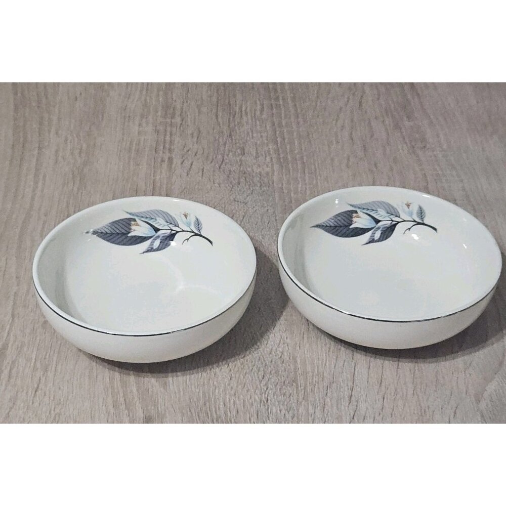 Set Of 2 Homer Laughlin Rhythm 5.5in Fruit Cereal Bowls Mcm Vintage Floral